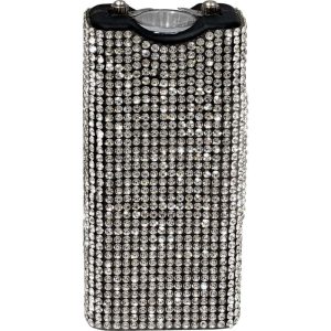 Streetwise RhineStun Keychain Stun Gun with 120-Lumen Flashlight – Rhinestone-Studded, Rechargeable, Nylon Holster, 2 Colors